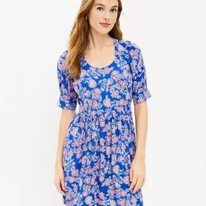 LOFT Blue Floral Fall Country  mini dress size 2p NWT